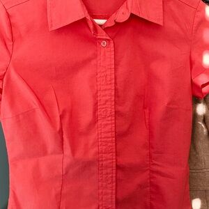New York & Company Coral Button-Up Blouse